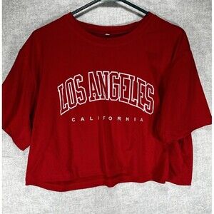 Unbranded Los Angeles Graphic Cropped Red Short Sleeve T Shirt Womens Large